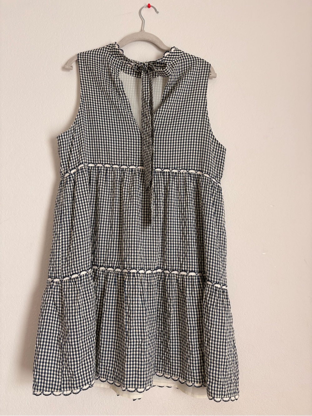 Pomander Place Navy Gingham Morgan Dress- size Large - Picture 11 of 14